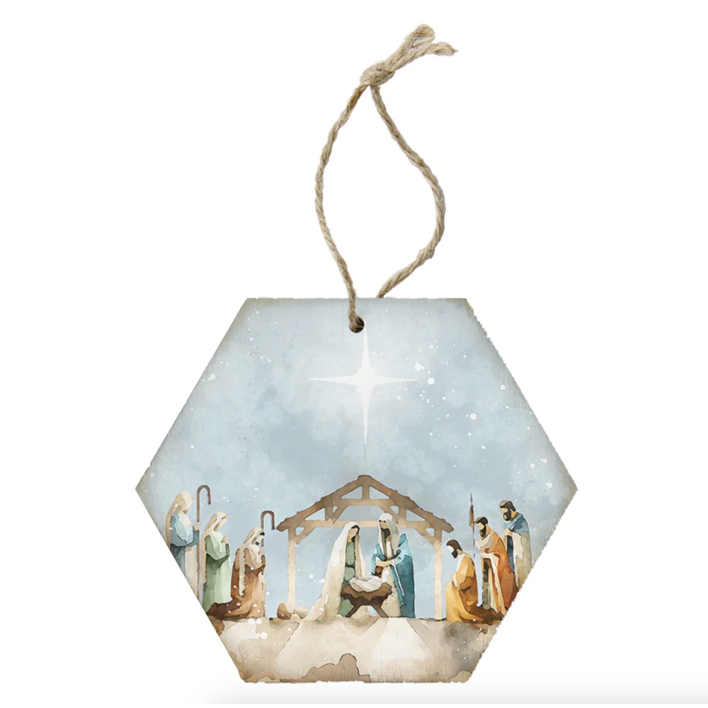 Nativity Watercolor Ornament,  Nativity Watercolor Ornament