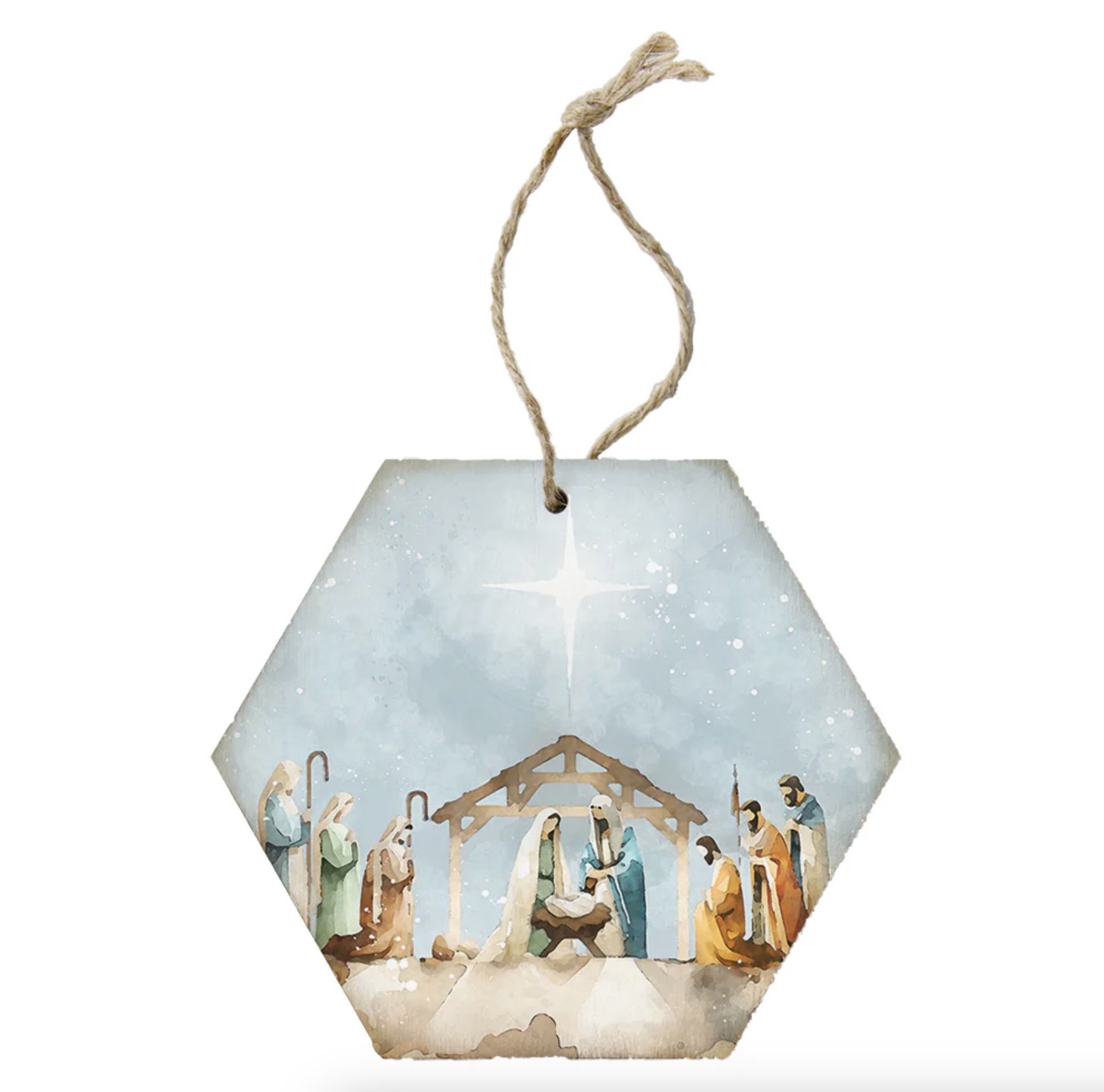 Nativity Watercolor Ornament