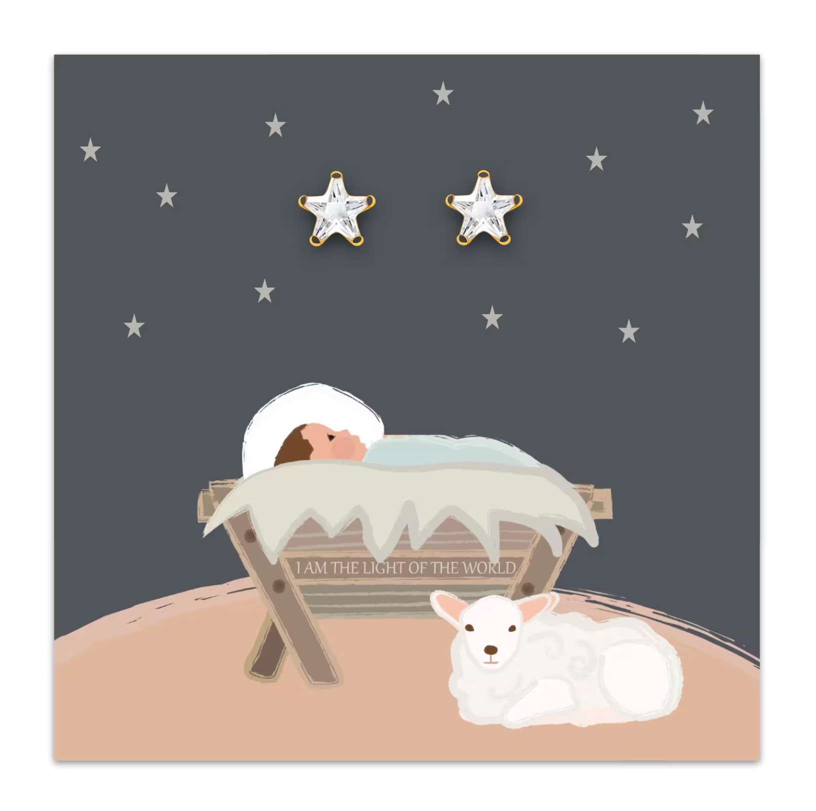 Children's Cubic Zirconia Christmas Star Earrings, , large image number 0