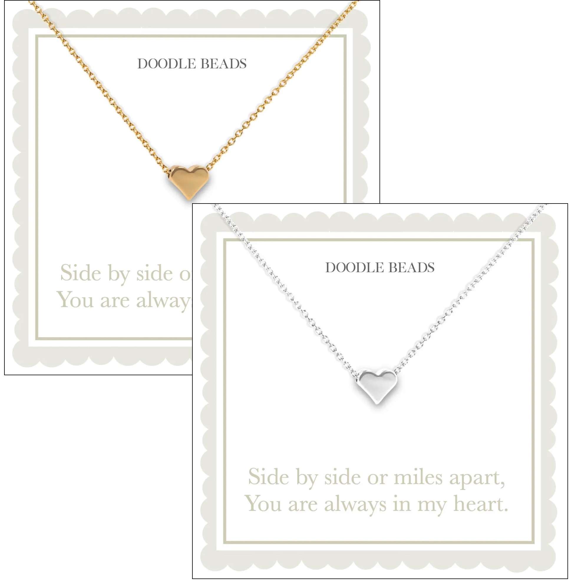 Side by Side or Miles Apart Heart Necklace