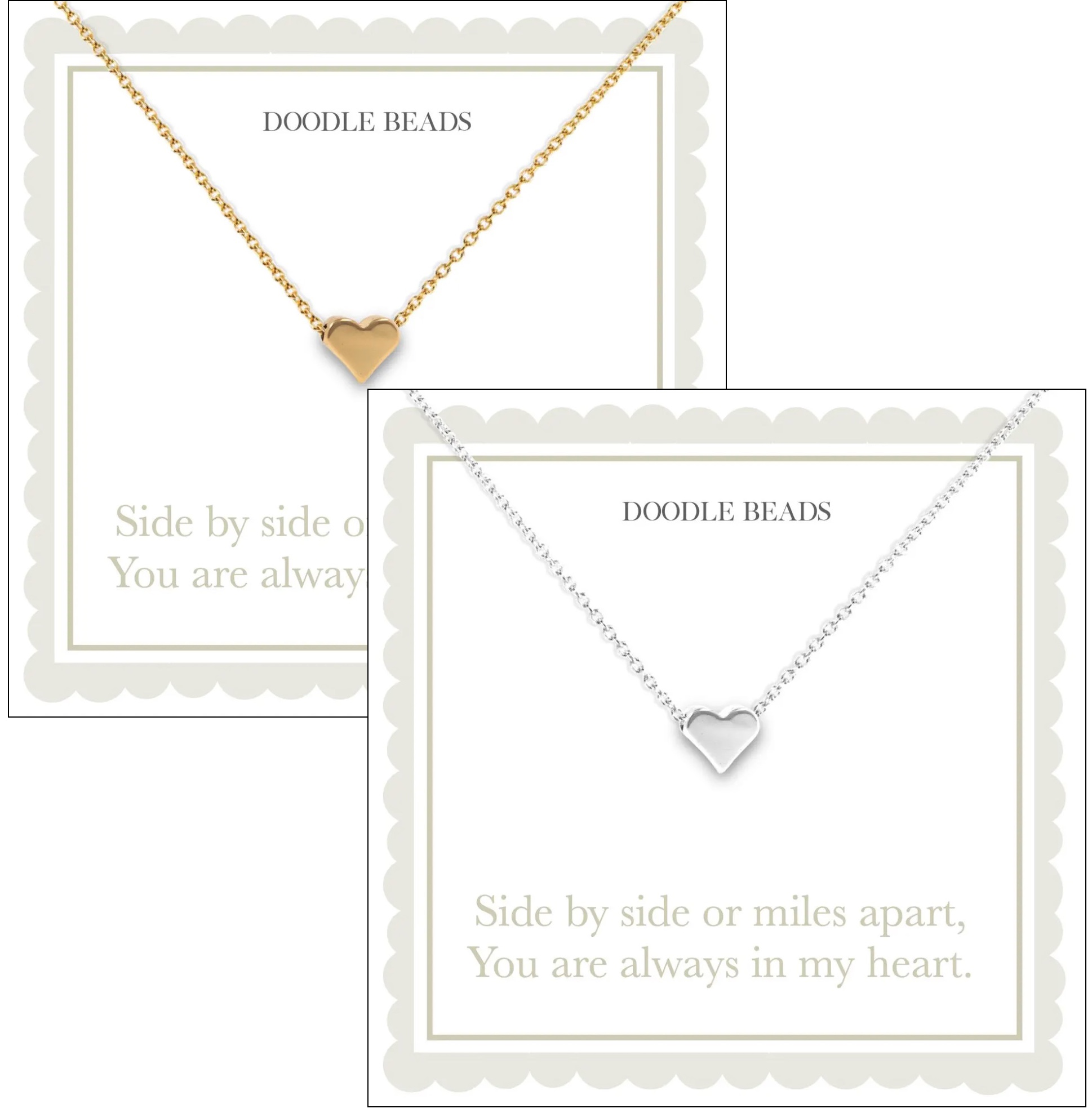 Side by Side or Miles Apart Heart Necklace