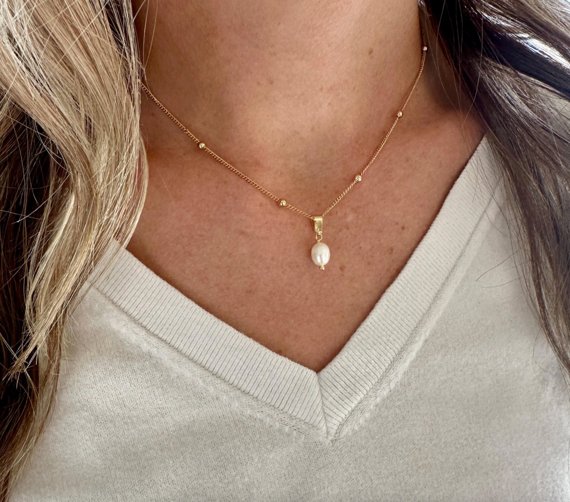 Your Love Pearl Drop Necklace, , large