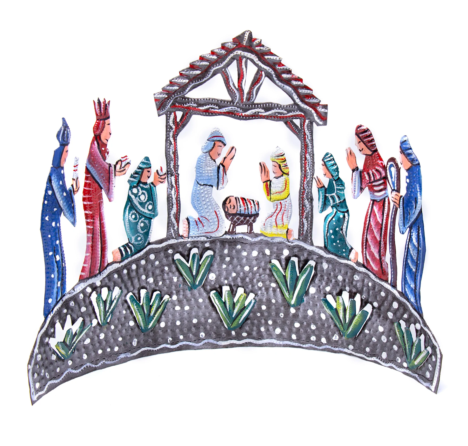 Haitian Grassy Knoll Metal Nativity, , large image number 0