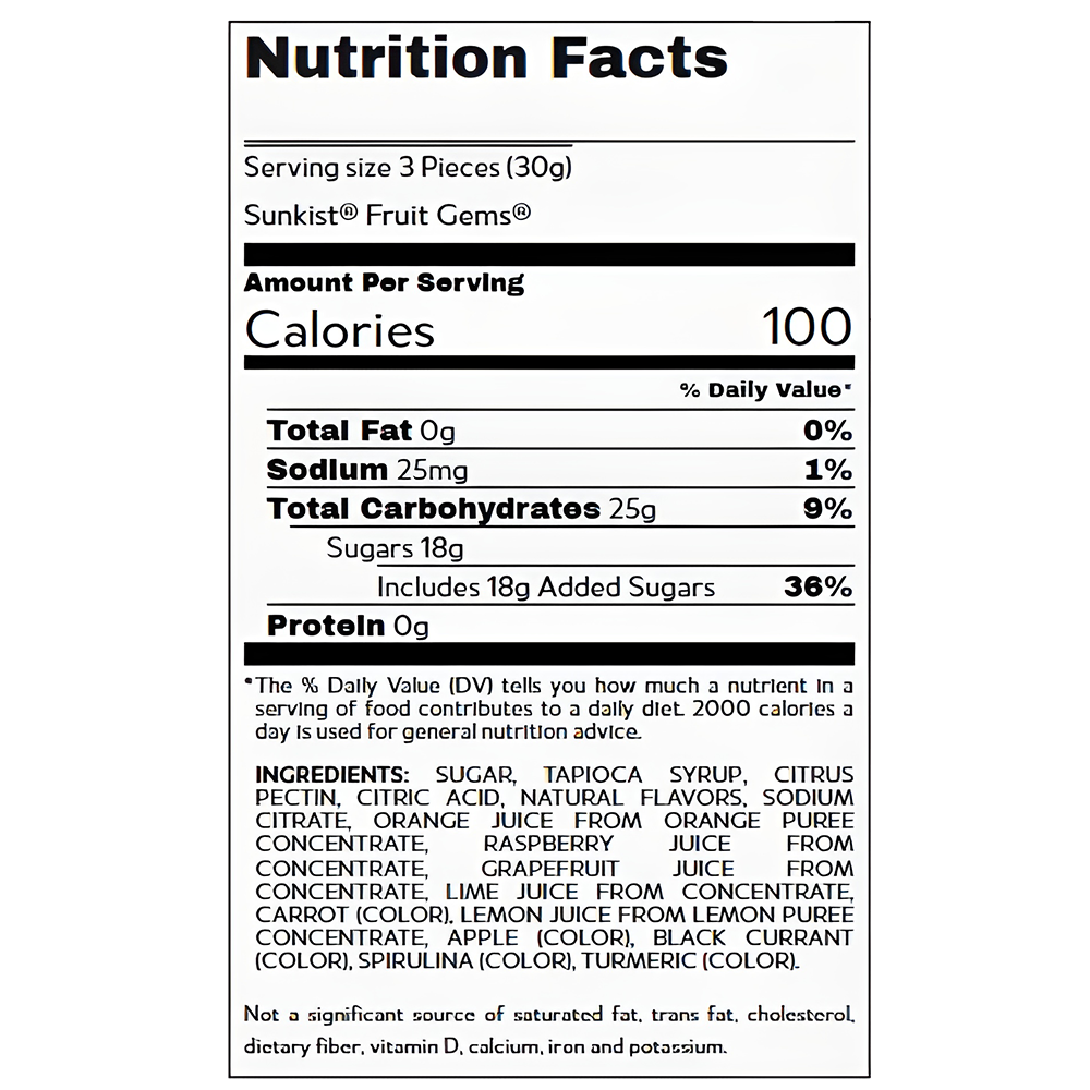 Sunkist Fruit Gems 3.1 Oz Bag , , large image number 2