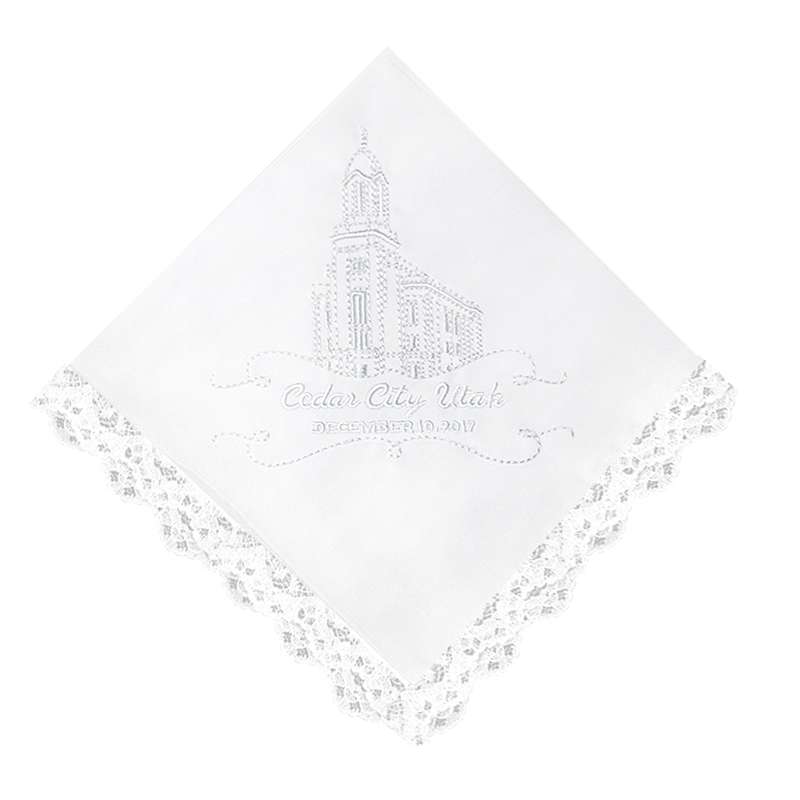Cedar City Utah Temple Handkerchief - Lace, , large