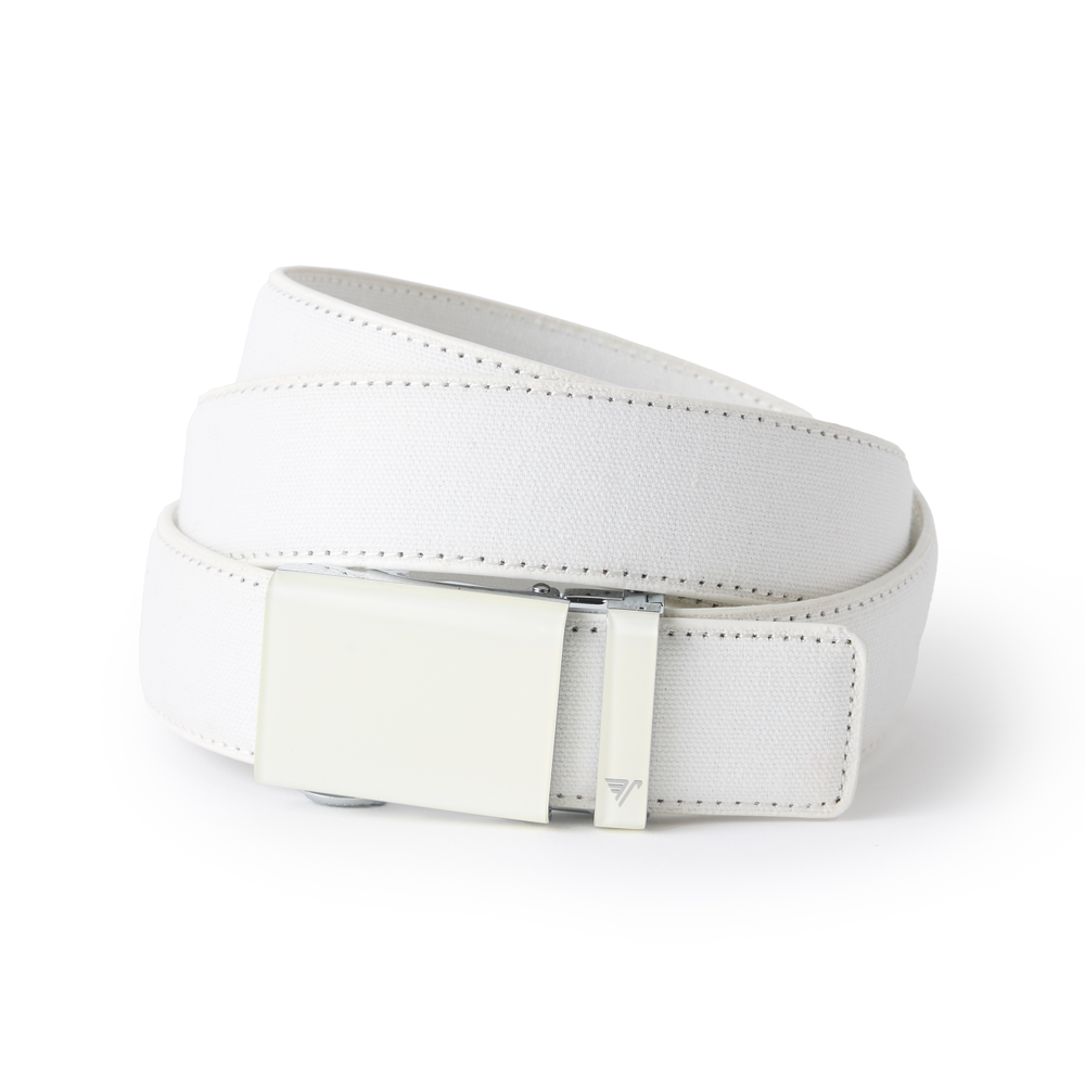 ¥AM BELT WHITE White on White Canvas 40mm Belt