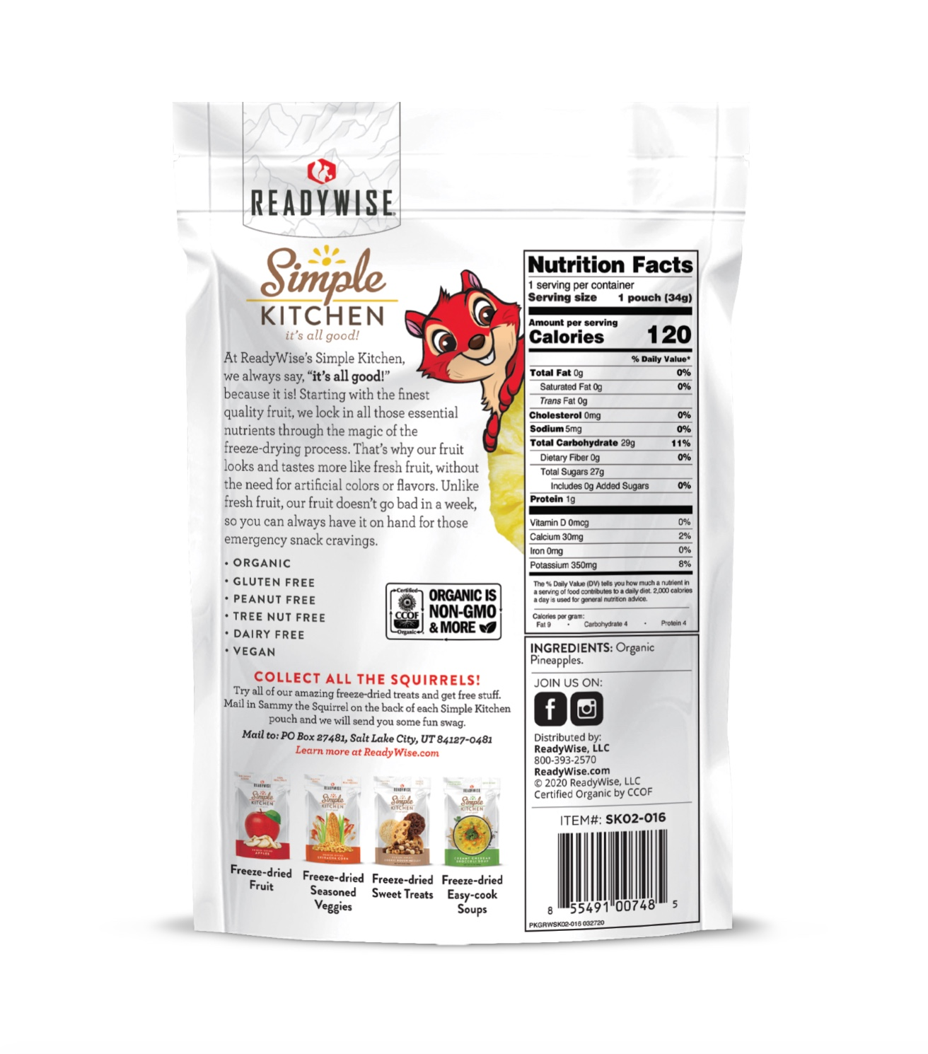 Simple Kitchen Organic Freeze-Dried Pineapples Single Pouch, , large