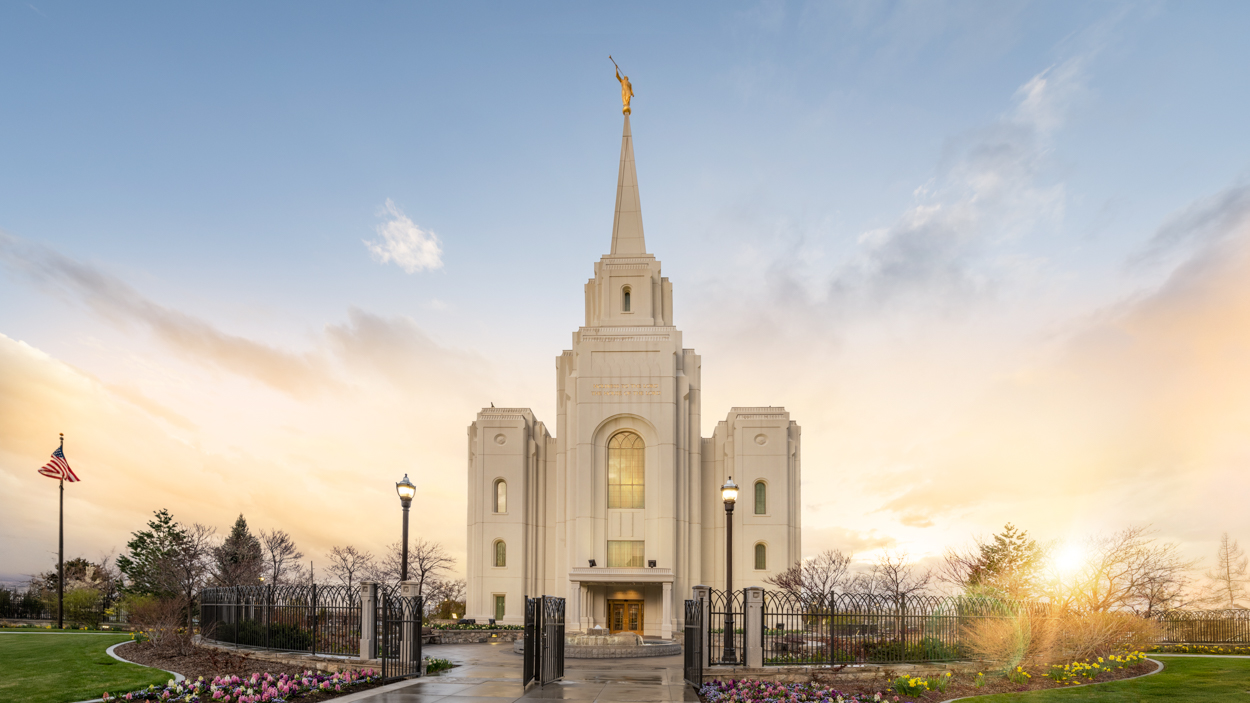 Brigham City Utah Temple, Fire of the Covenant Series (25x43 Framed Canvas Print), , large