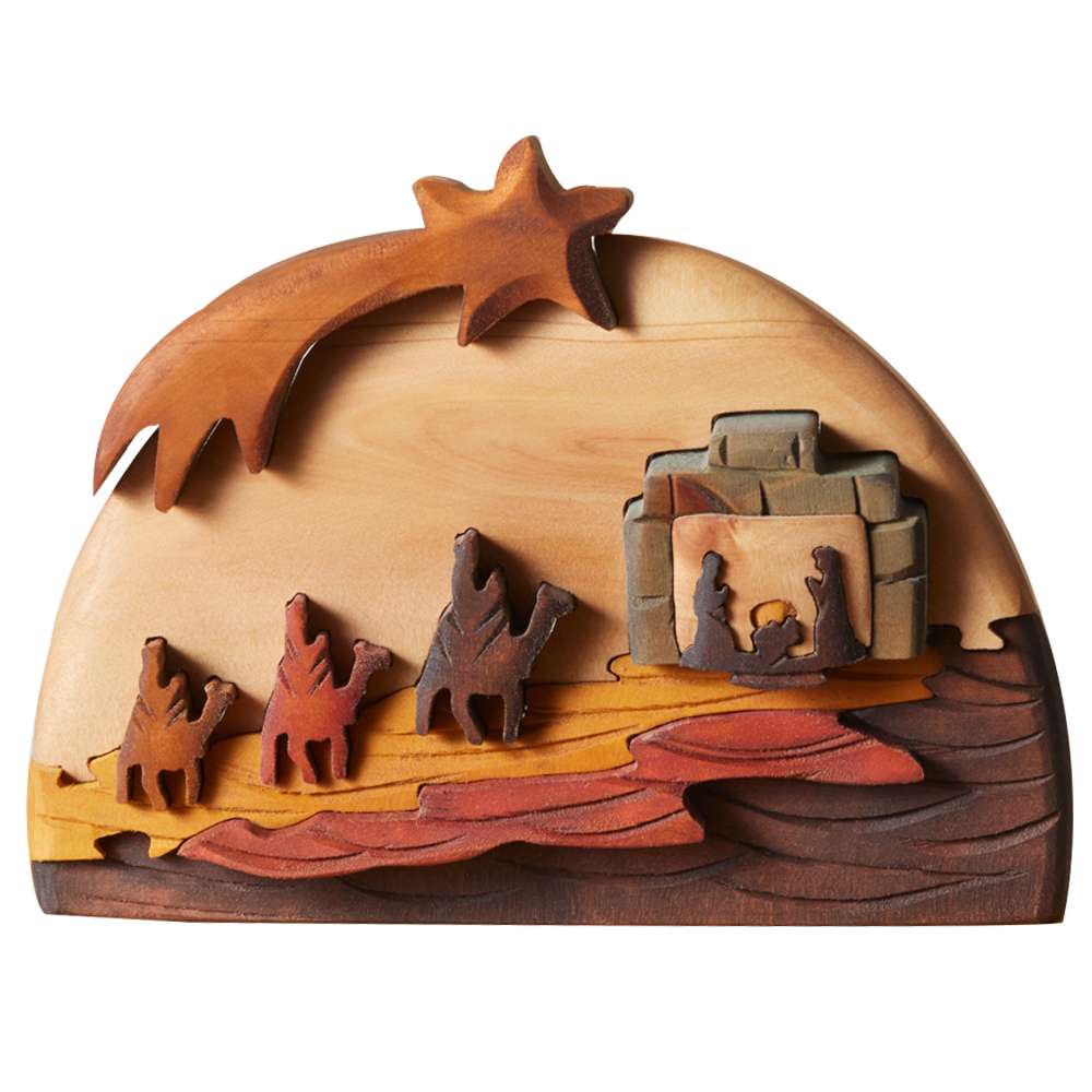 Colombian Following the Star Wood Puzzle Nativity