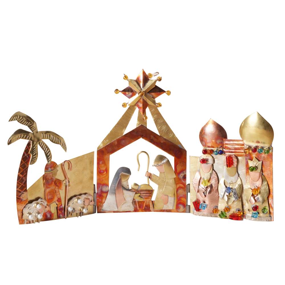 Thai Trifold Metal Nativity Scene, , large image number 0