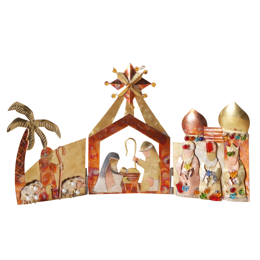 Thai Trifold Metal Nativity Scene, , large image number 0