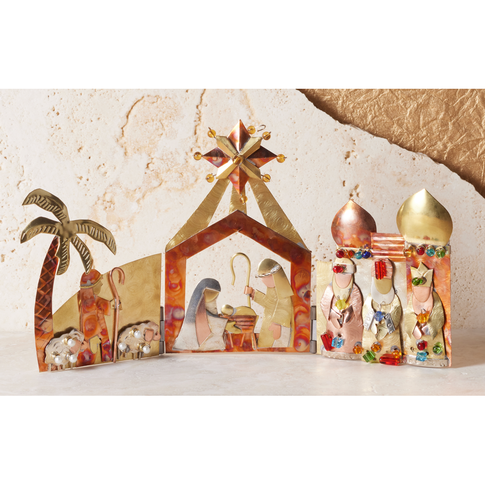 Thai Trifold Metal Nativity Scene, , large image number 1