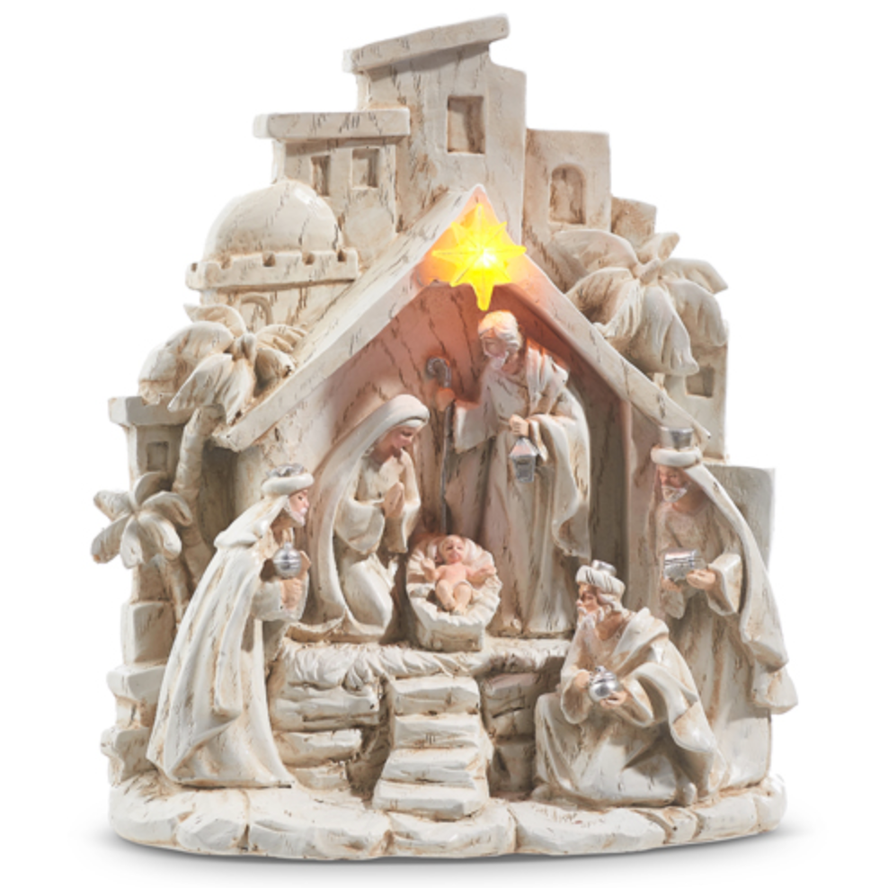 Light-up Bethlehem Resin Nativity Scene