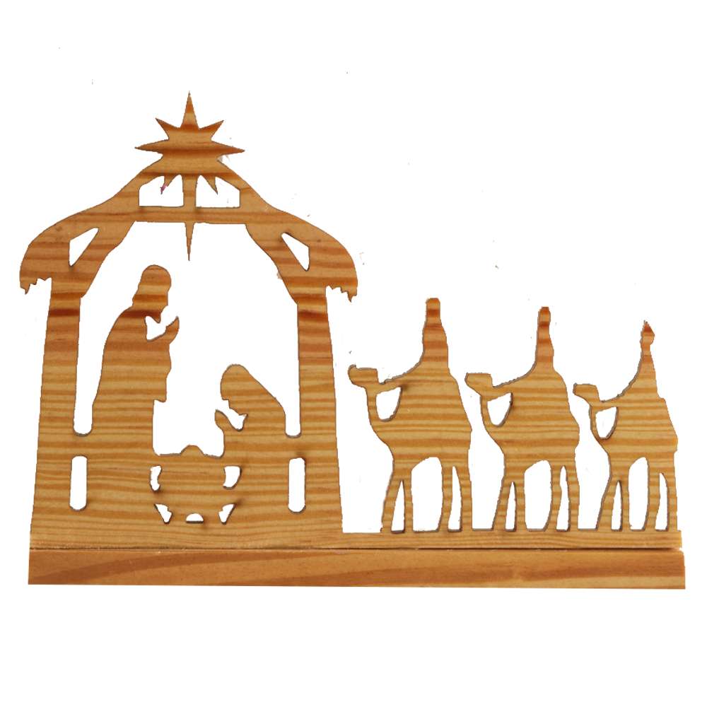 Indian Wood Nativity Silhouette, , large image number 0