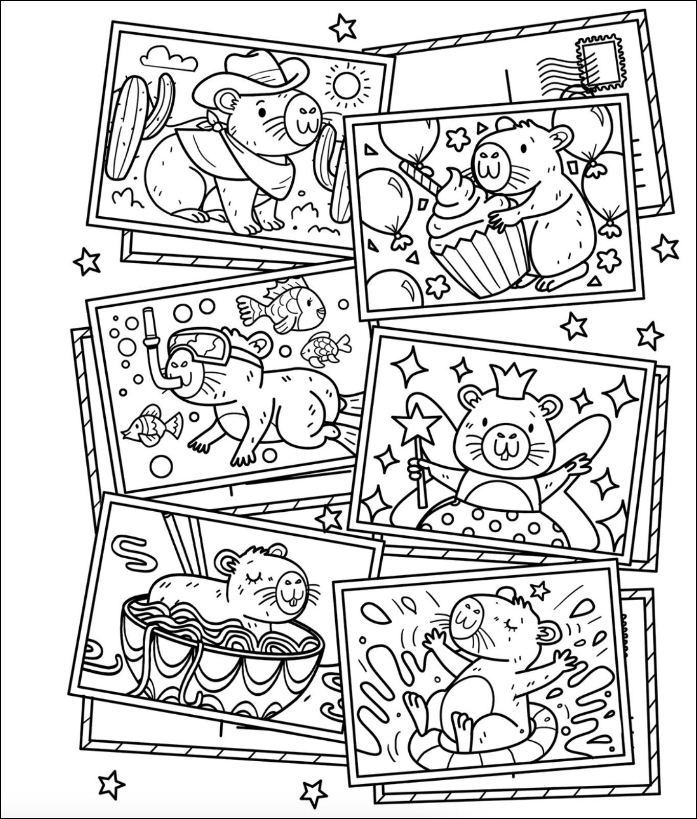 Capybara Cuties Cozy Coloring Book, , large