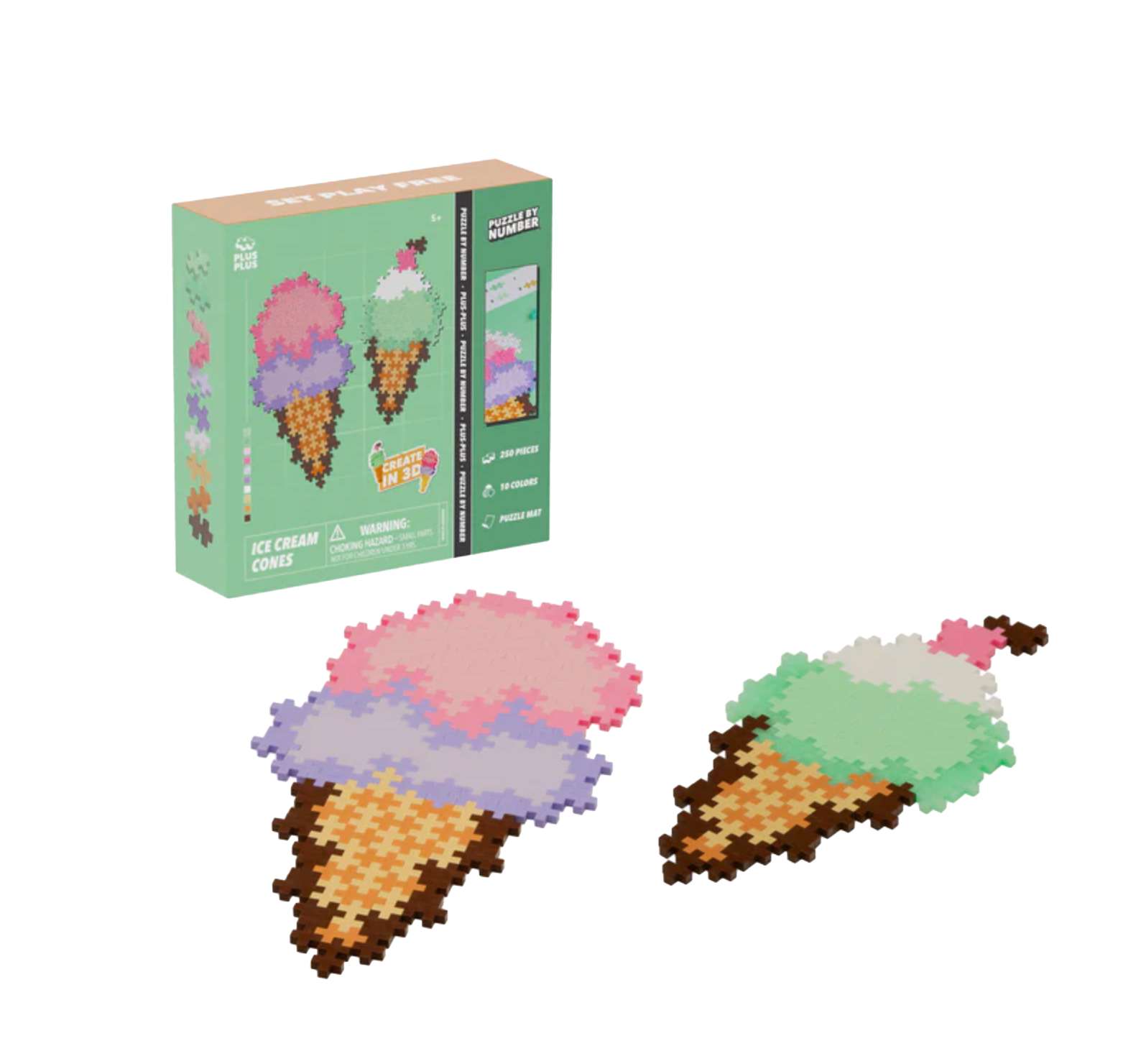 Plus Plus Ice Cream Cones 250 Piece Puzzle by Number