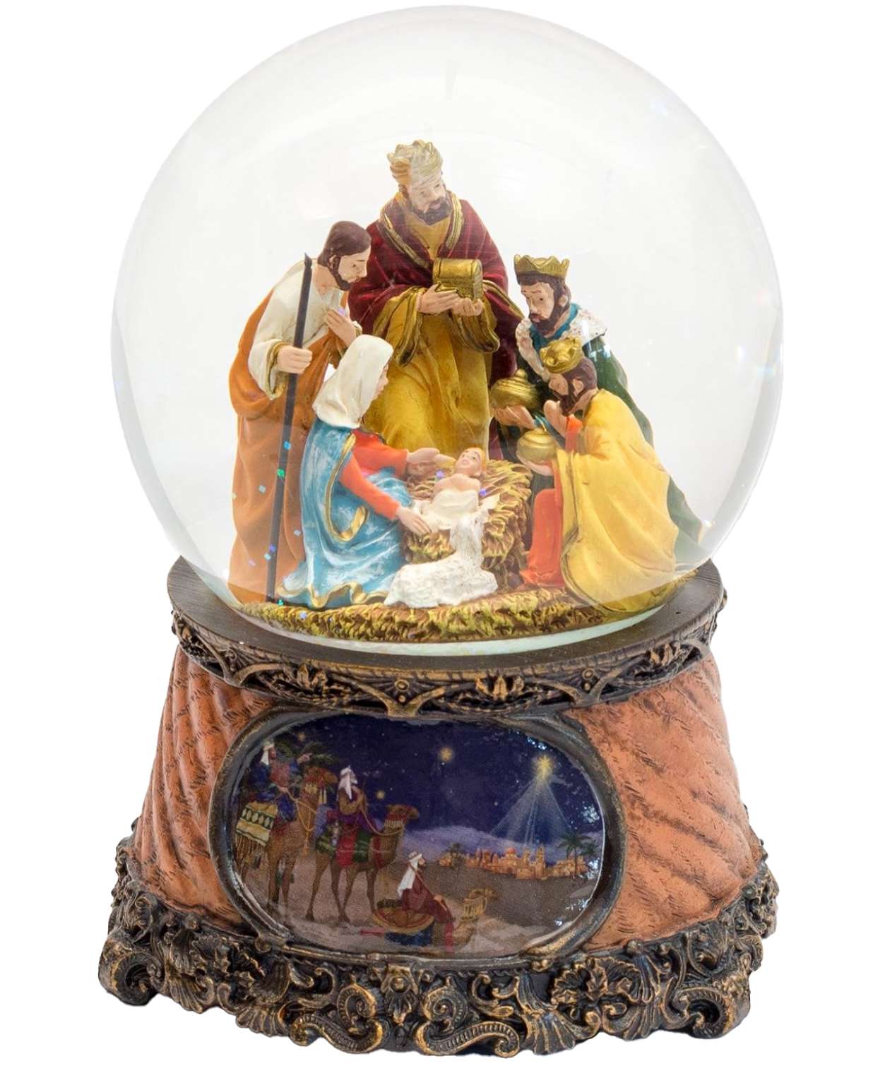 Three Kings Musical Water Globe Nativity