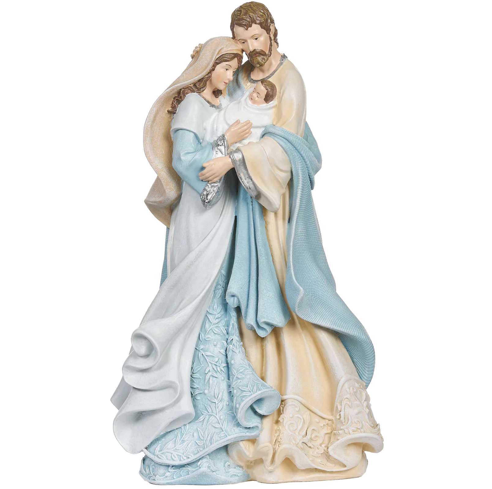 Holy Family with Blue Leaf Pattern Nativity
