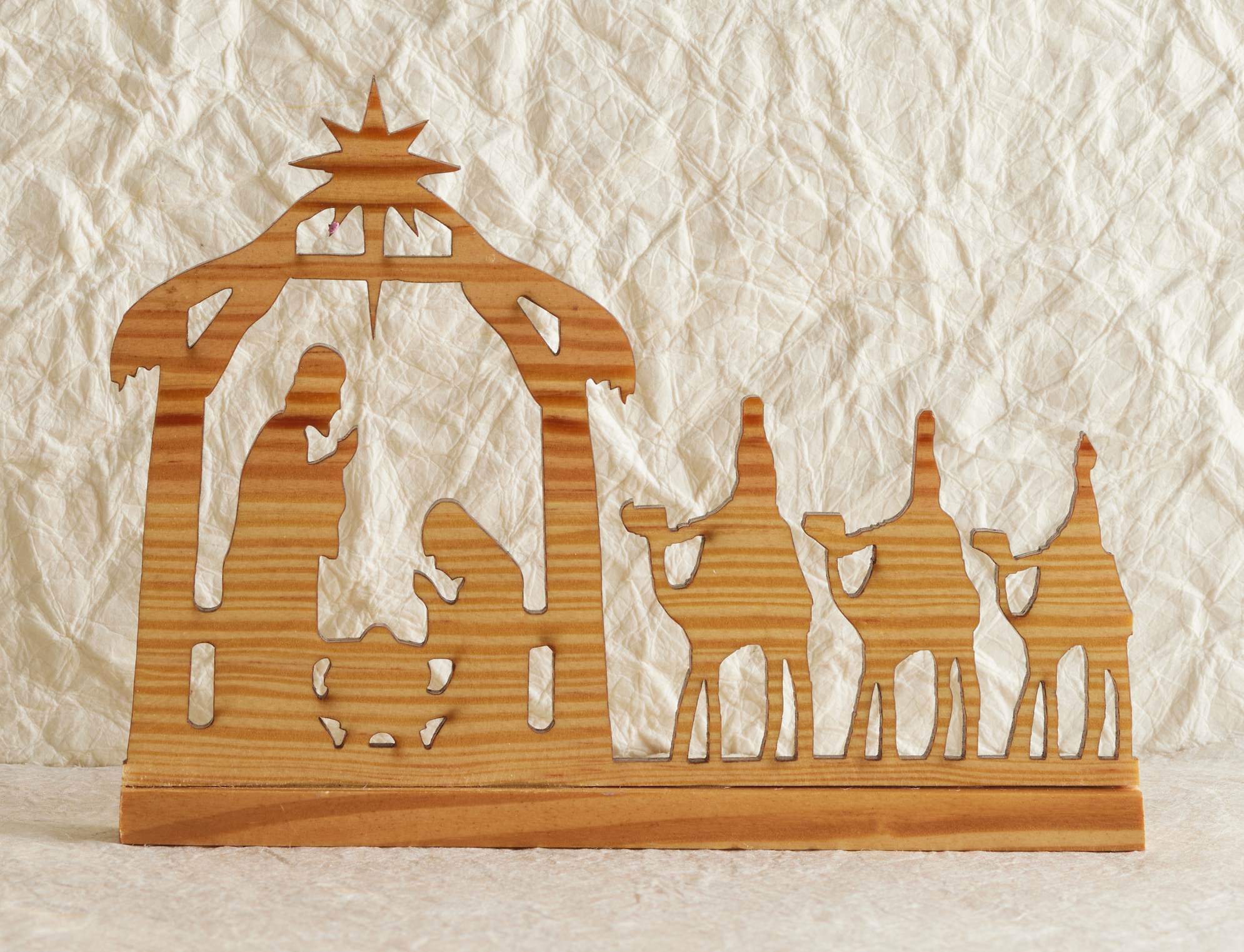 Indian Wood Nativity Silhouette, , large