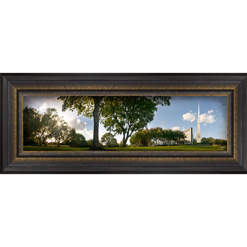 Dallas Temple, the Day Dawn is Breaking (19x48 Canvas Framed Art)