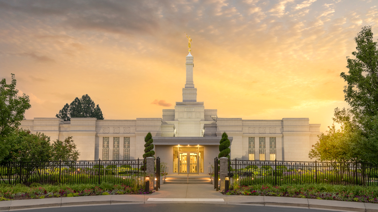 Spokane Washington Temple, Fire of the Covenant Series (25x43 Framed Canvas Print), , large