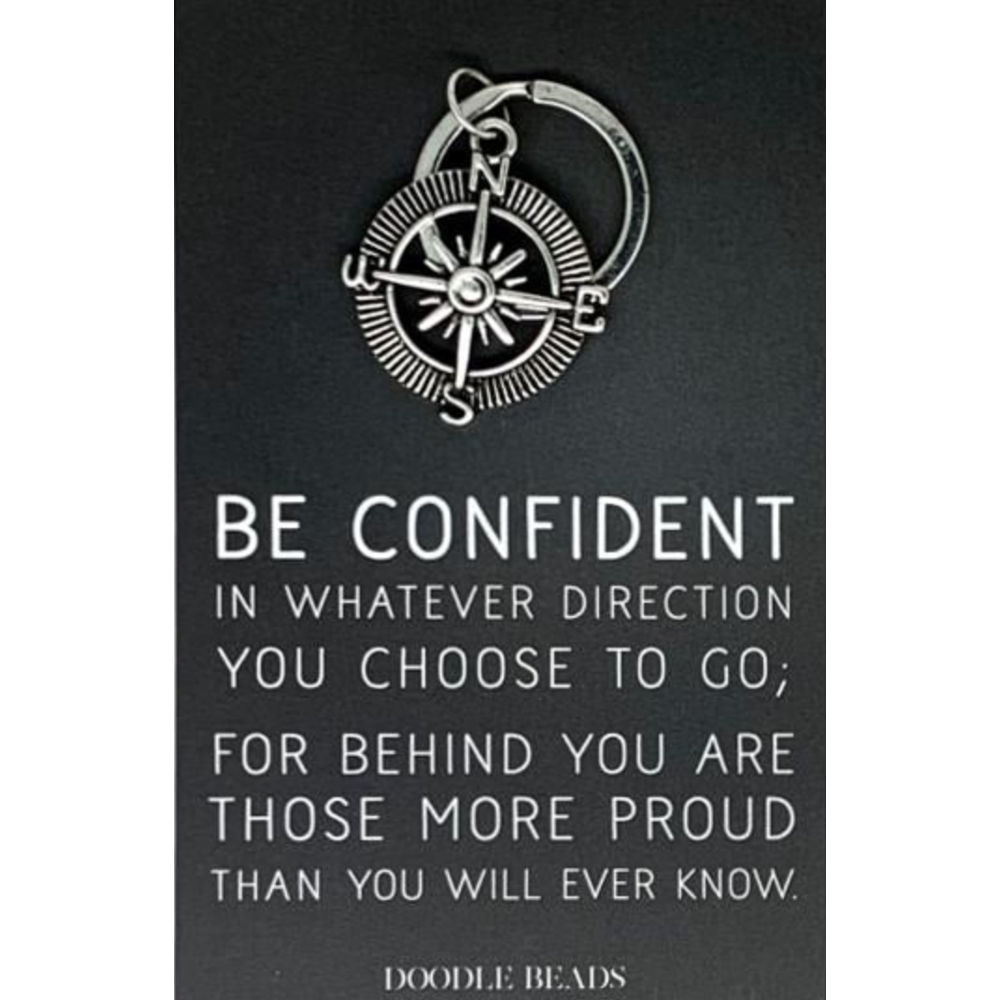 Be Confident Compass Keyring,  Be Confident Compass Keyring