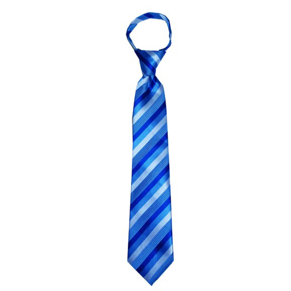 Boys' Blue/Blue Stripe Zipper Necktie, , large