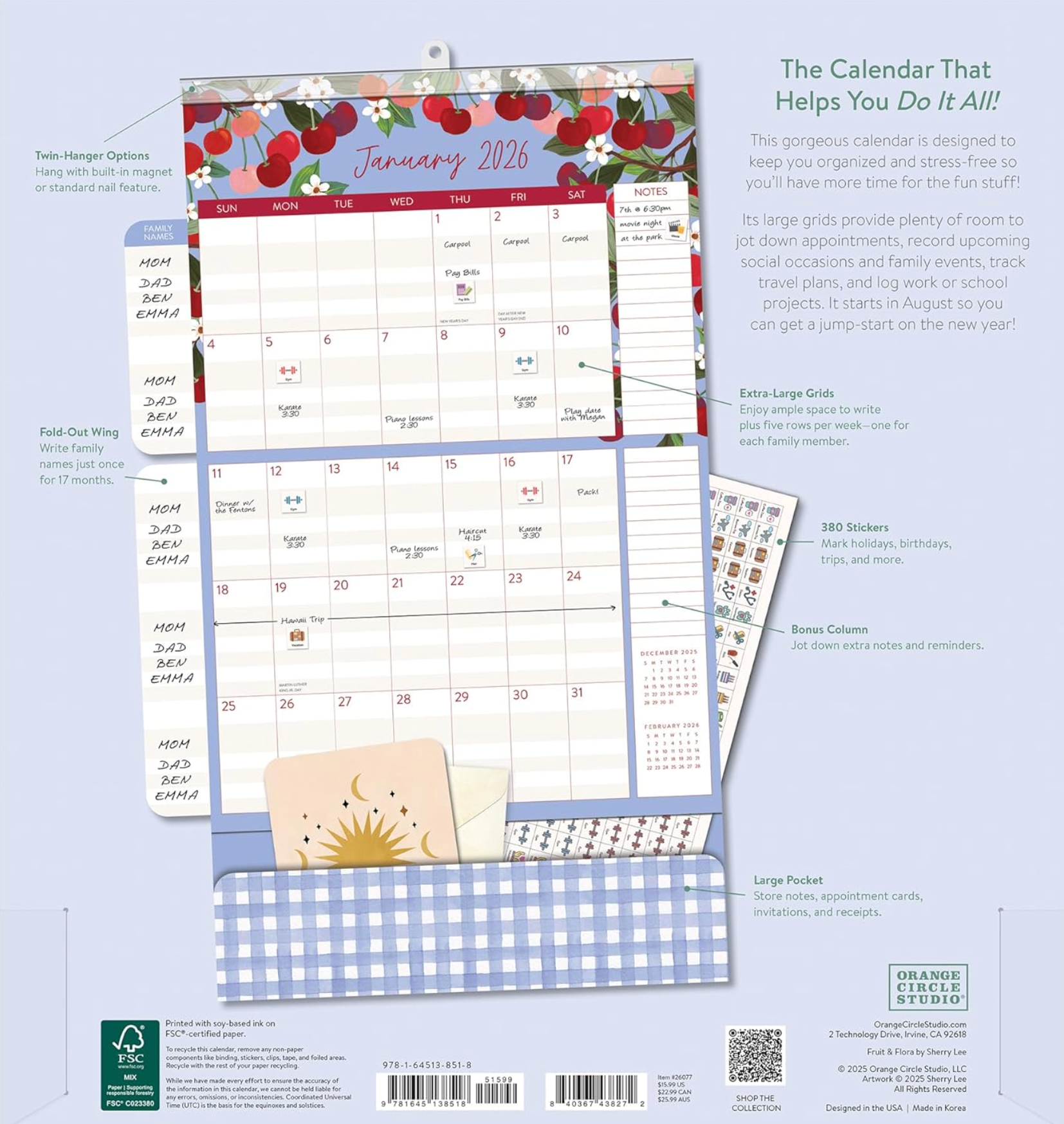 2026 Fruit & Floral Wall Calendar, , large image number 3