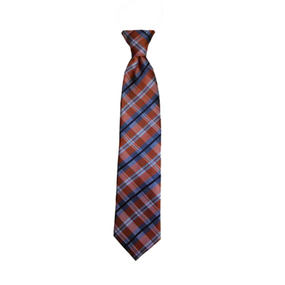 Boys' Tangerine and Sterling Plaid Zipper Necktie