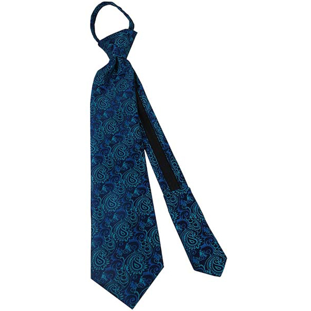 Boys' Aqua Blue Missionaries on Bikes Zipper Necktie, , large