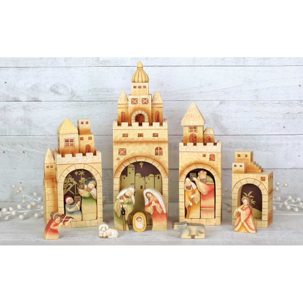 Nesting Resin Nativity Village, , large image number 2