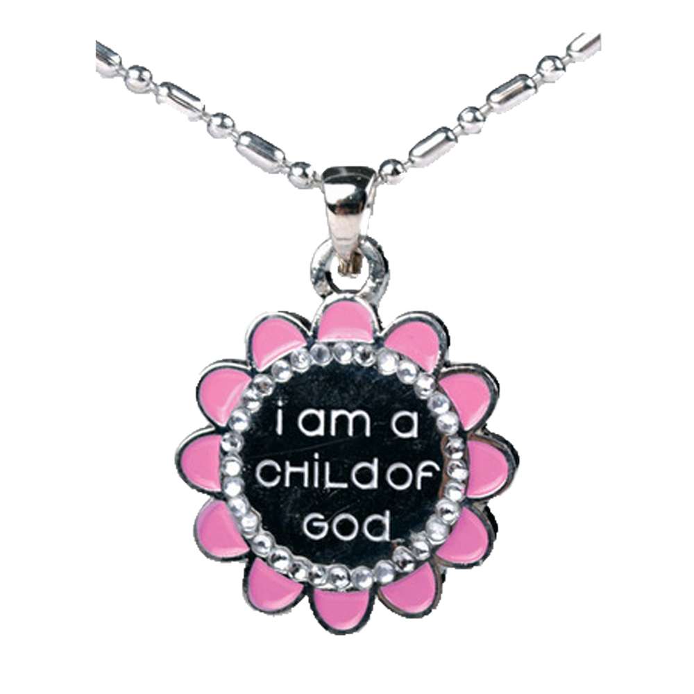 Flower I Am a Child of God Necklace, , large