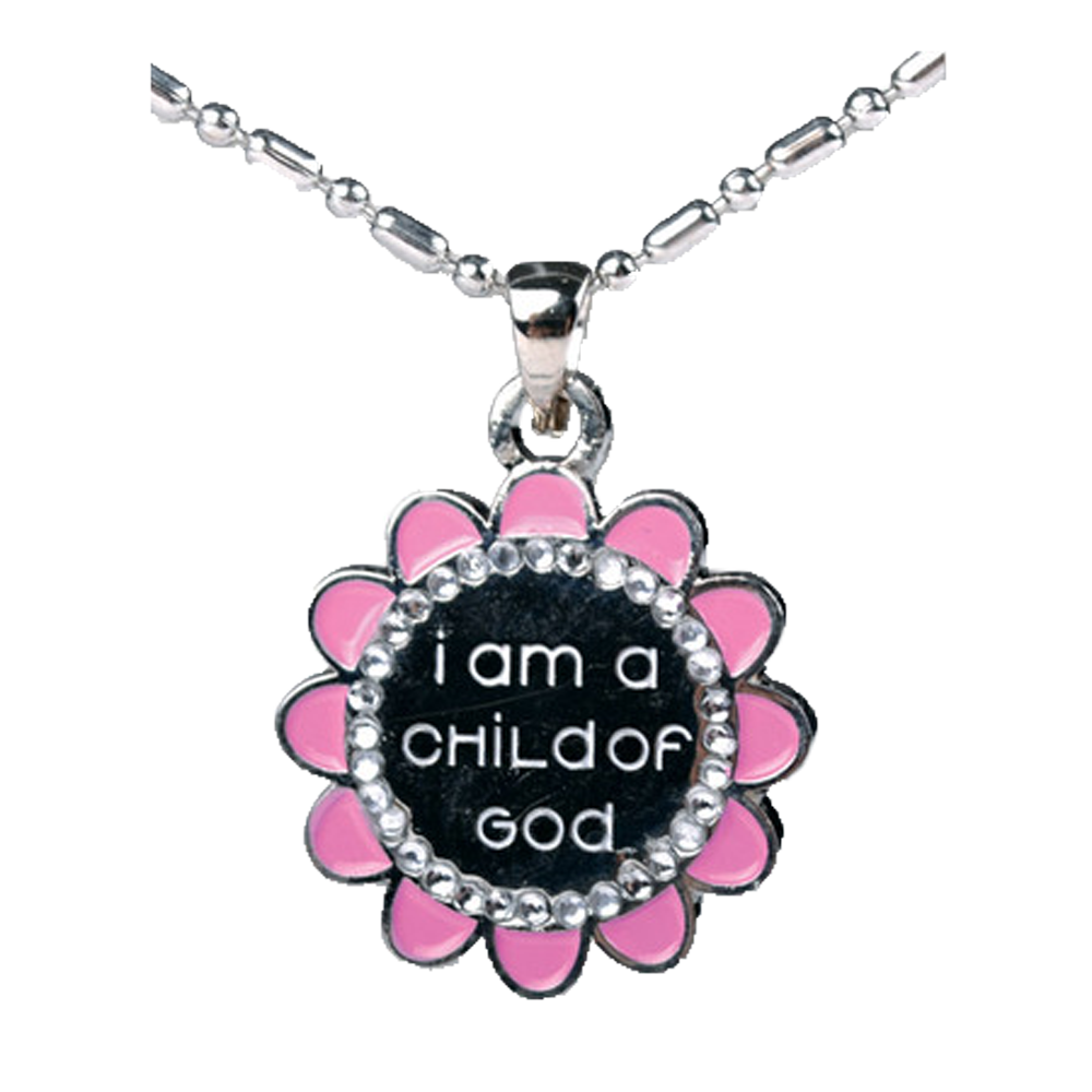 Flower I Am a Child of God Necklace, , large