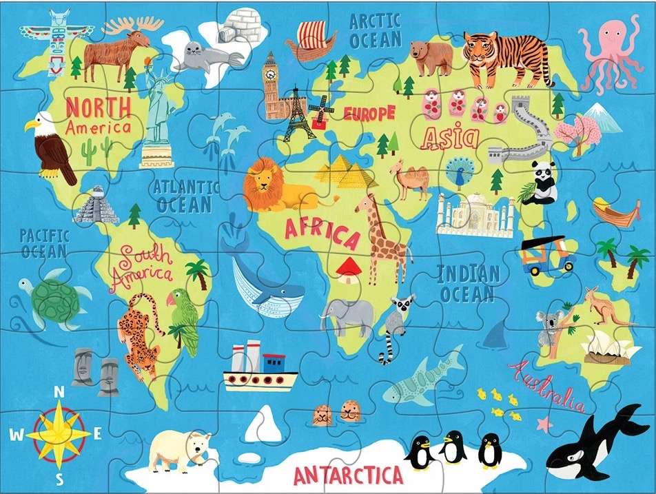 Map of the World Puzzle to Go, , large