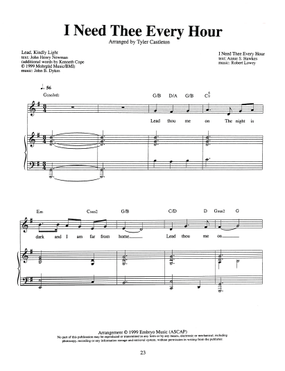 I Need Thee Every Hour