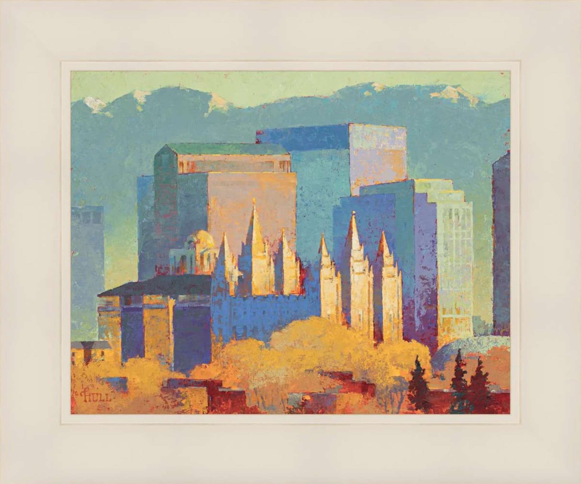 Salt Lake City Utah Temple - In the Fall (15x18 Framed Paper Print)