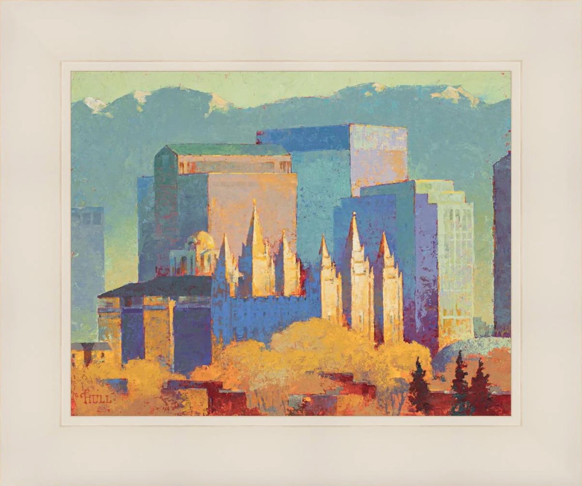 Salt Lake City Utah Temple - In the Fall (15x18 Framed Paper Print)