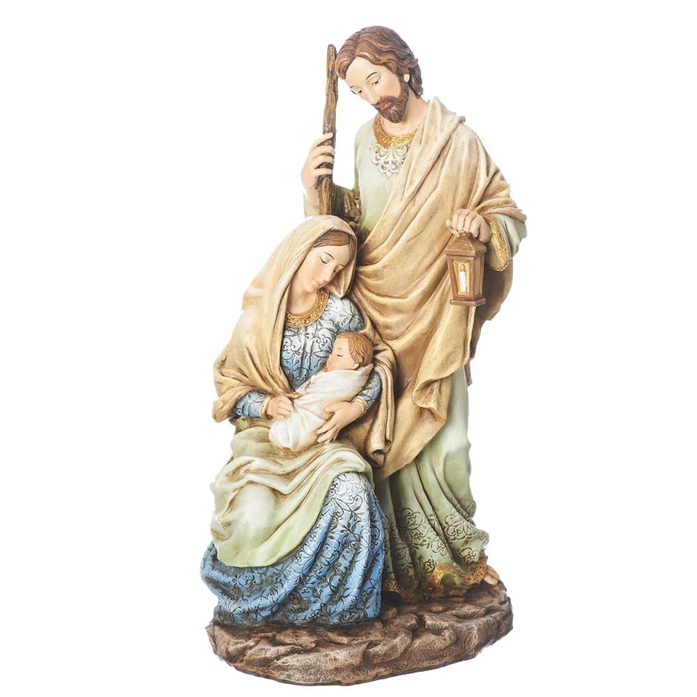 Ivory and Blue Holy Family Nativity Statue, , large image number 0