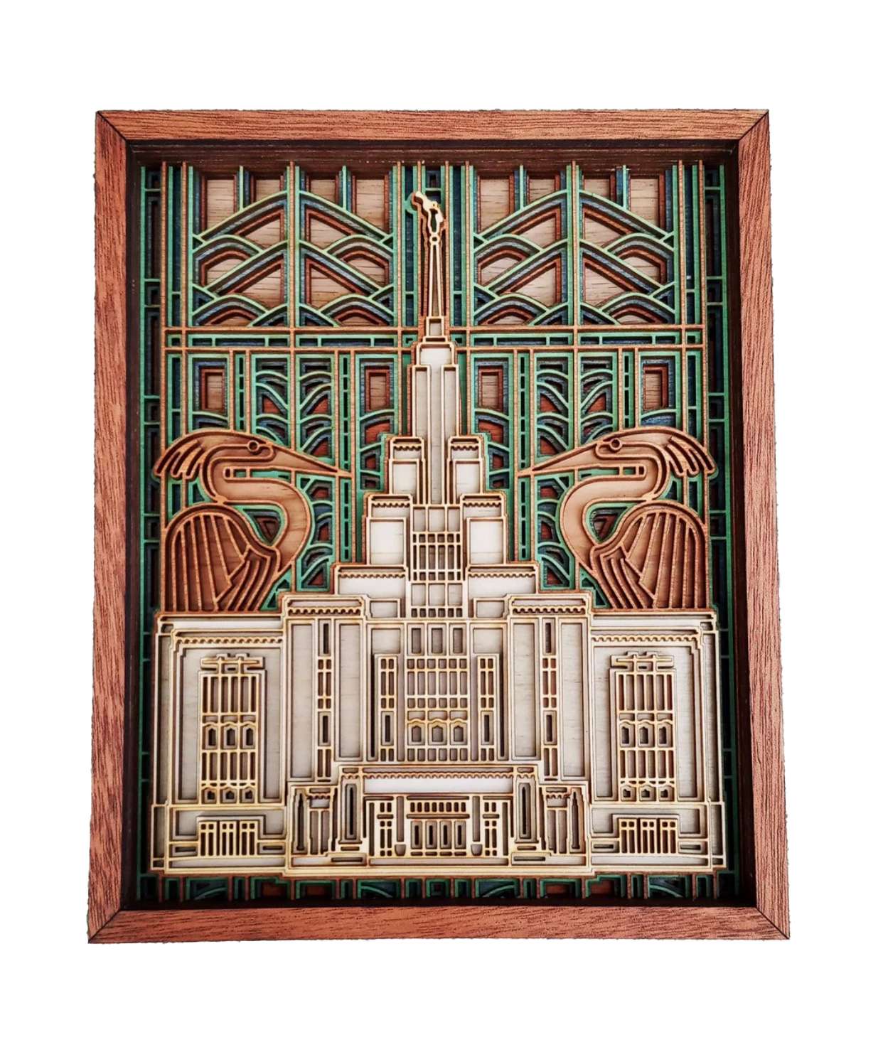 Saratoga Springs Utah Temple Layered Wood Plaque