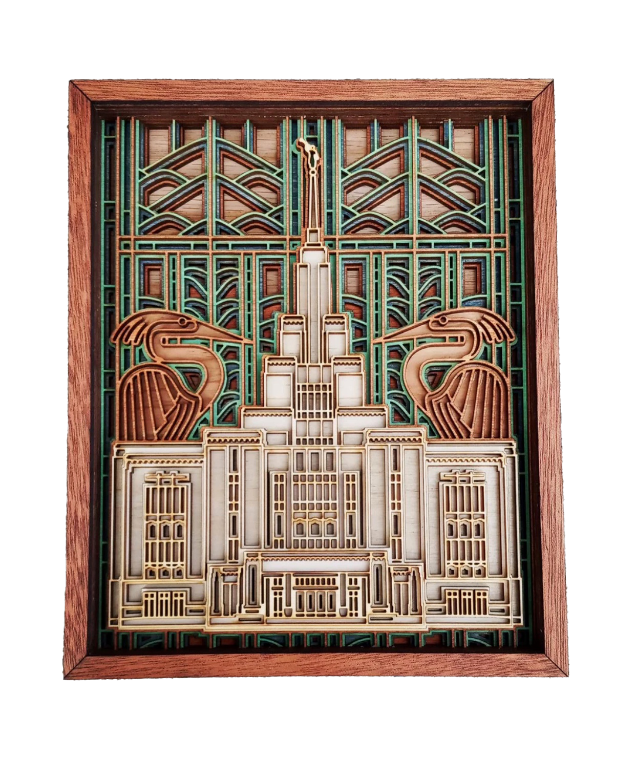 Saratoga Springs Utah Temple Layered Wood Plaque