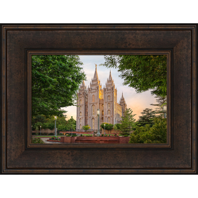 Salt Lake Temple: Calm Summer (16x21 Framed Canvas)