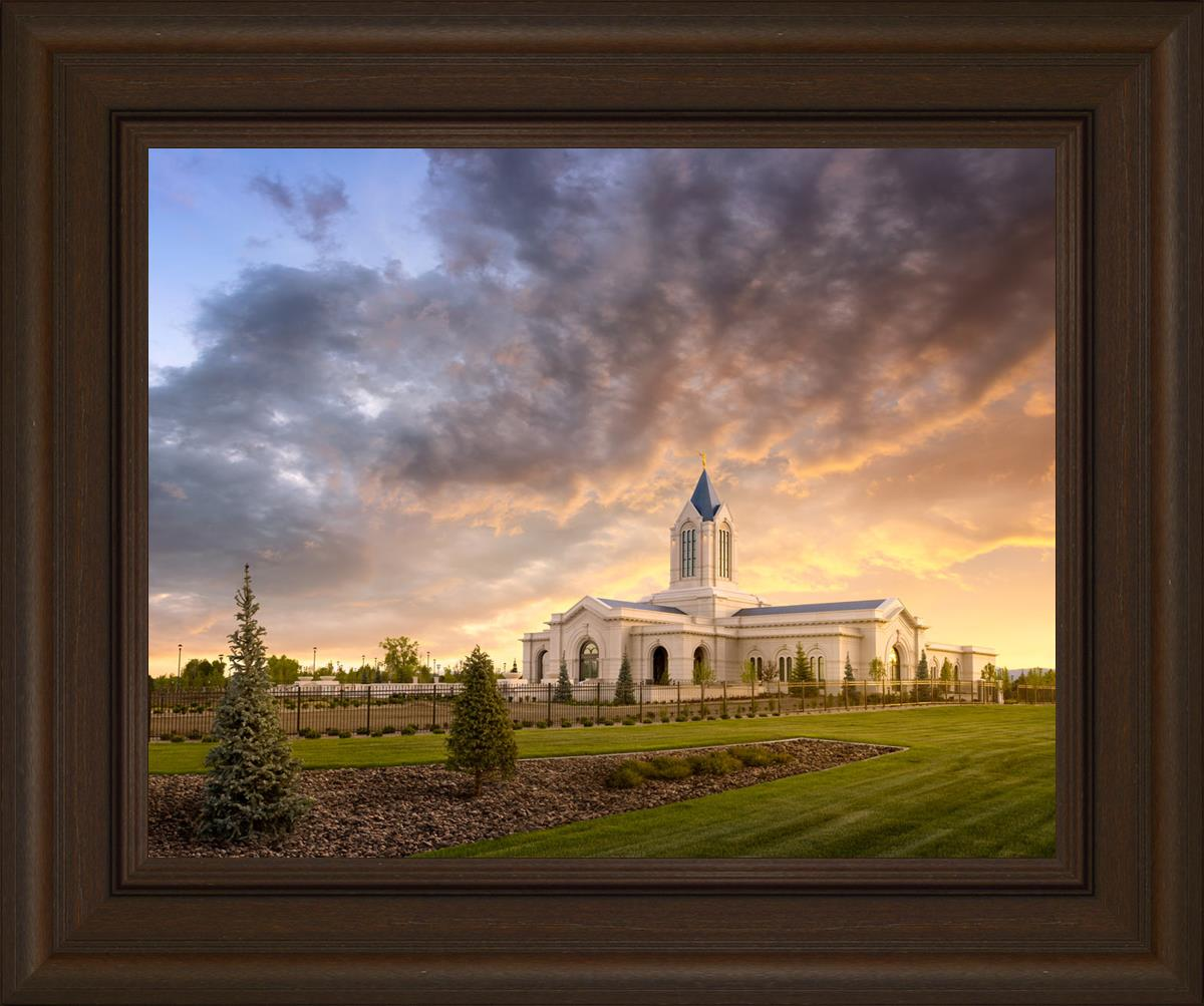 Fort Collins Temple, Sunset (15x18 Framed Art)