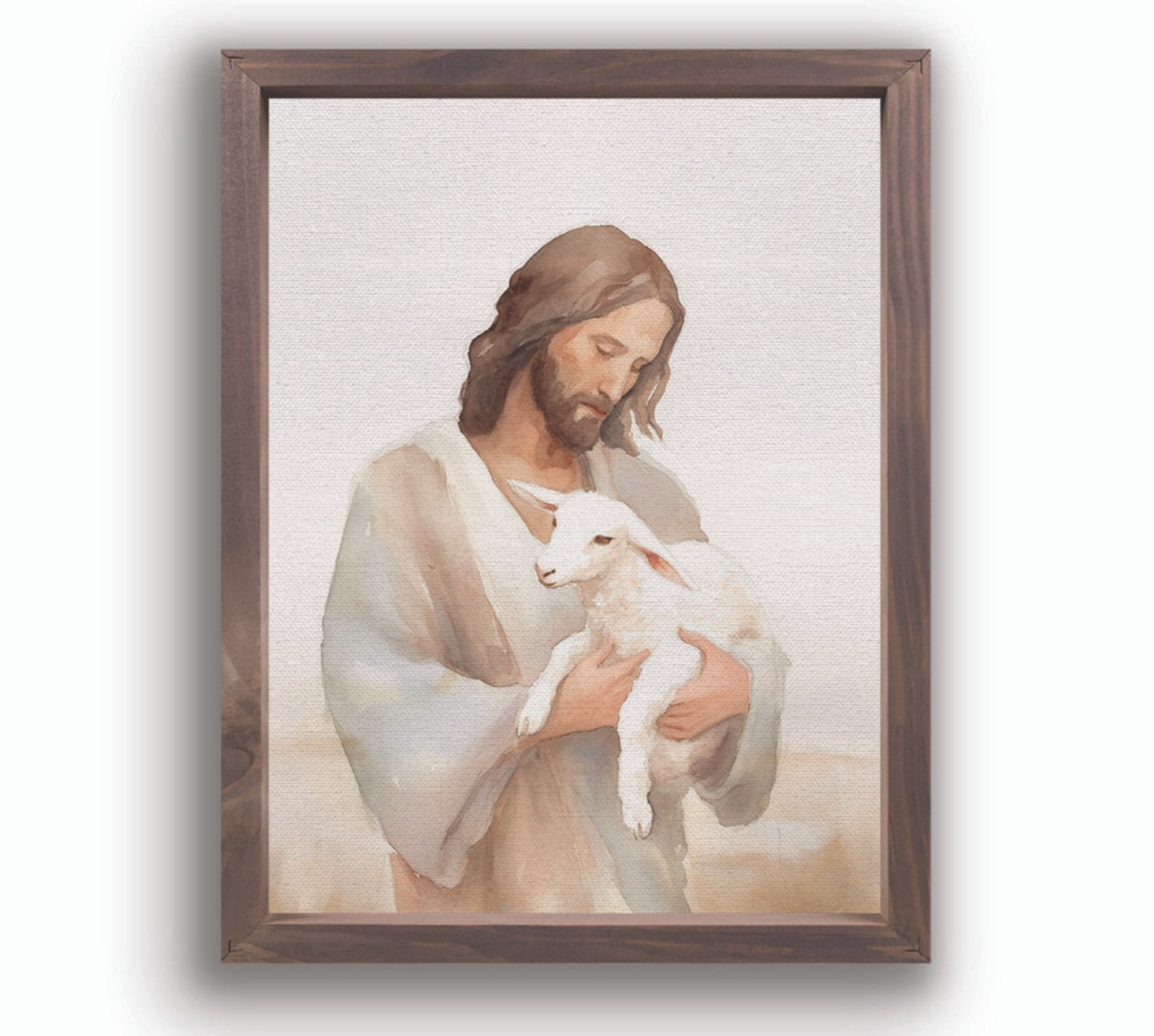 Jesus and Lamb (12.75x16.75 Framed Canvas)