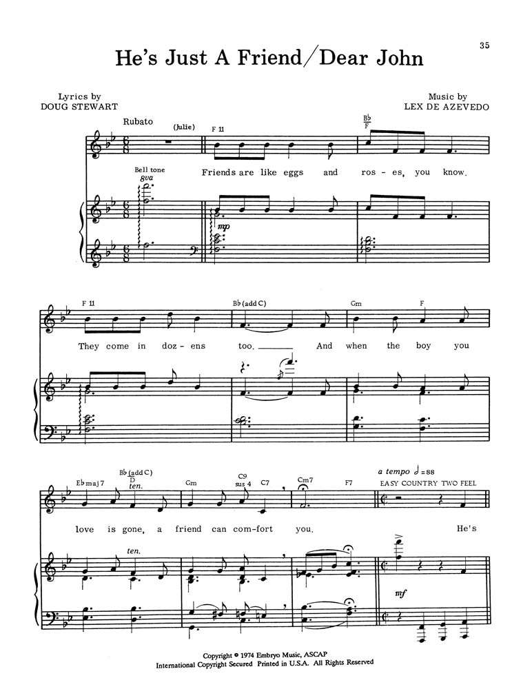 He's Just a Friend/Dear John, , large image number 0