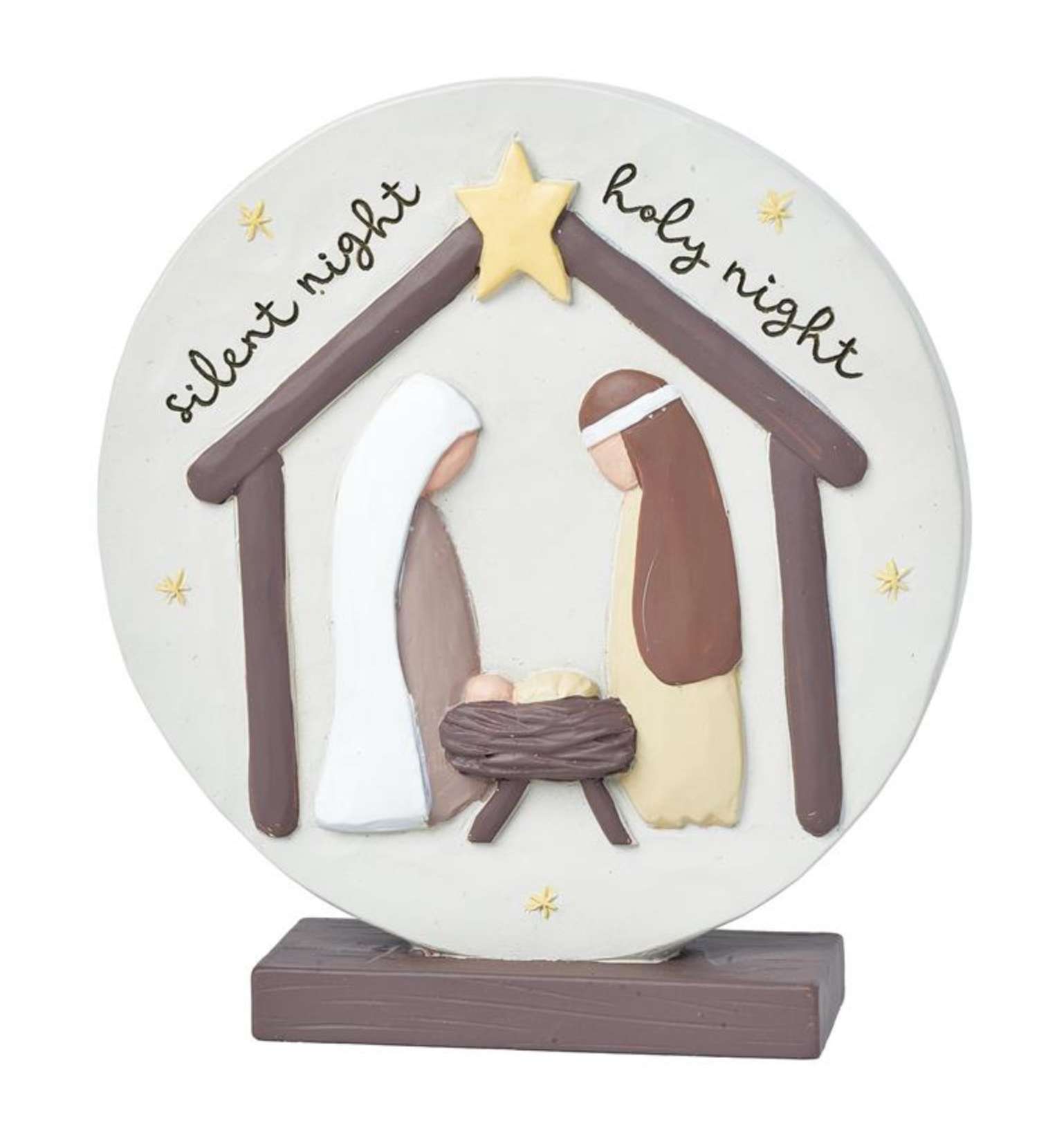 "Silent Night, Holy Night" Resin Nativity Plaque
