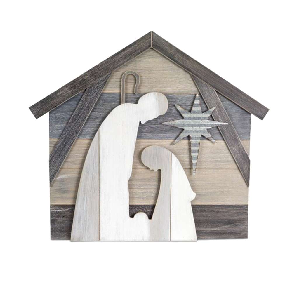 Two-Tone Holy Family Wood Nativity Plaque, , large image number 0