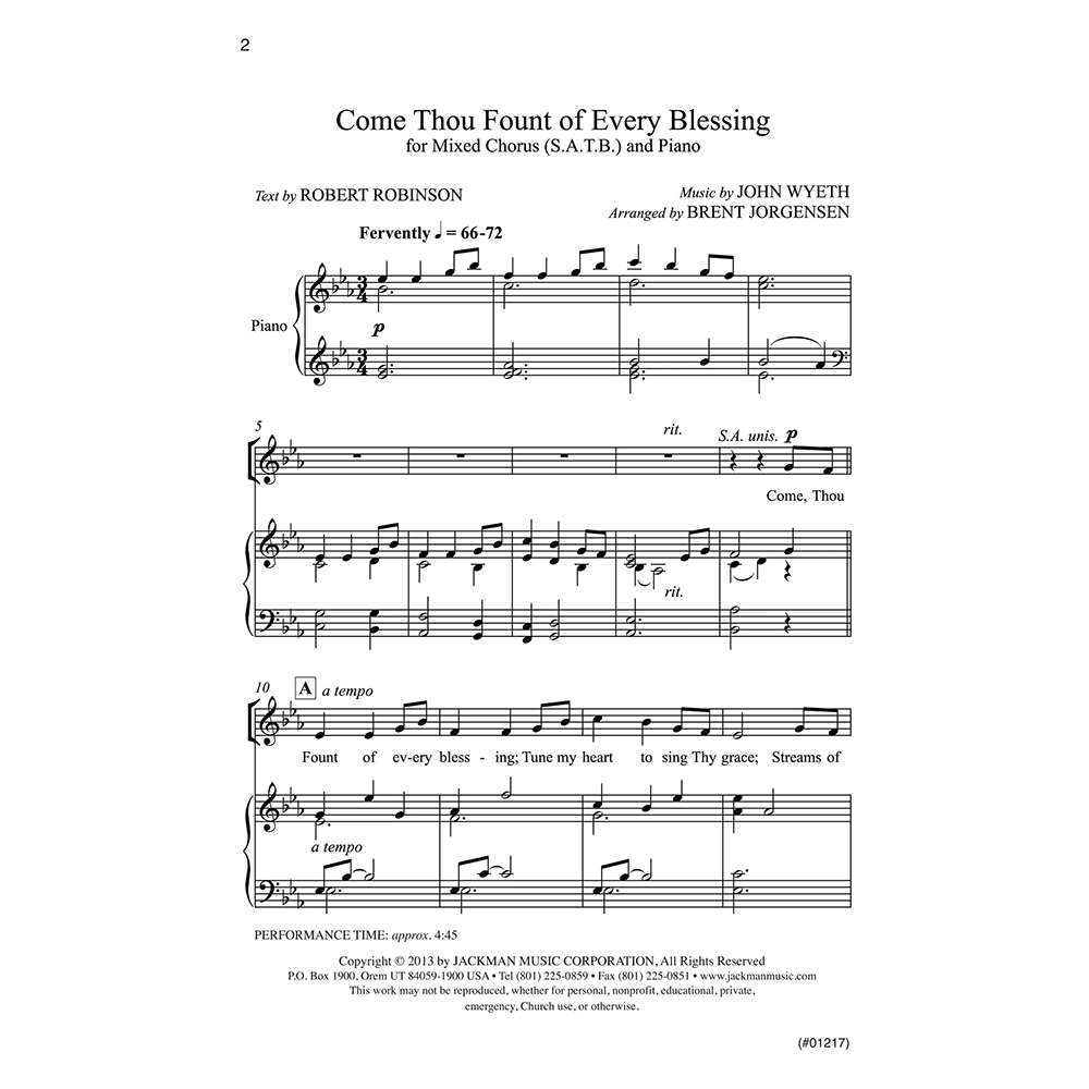 Come Thou Fount of Every Blessing, , large