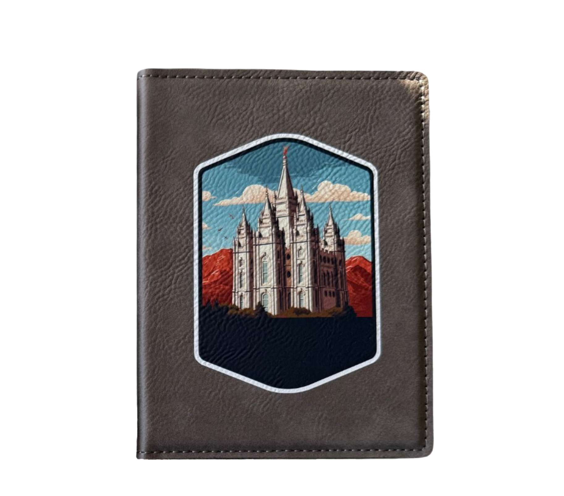 Salt Lake Temple with Mountains Leather Recommend Holder, , large image number 0