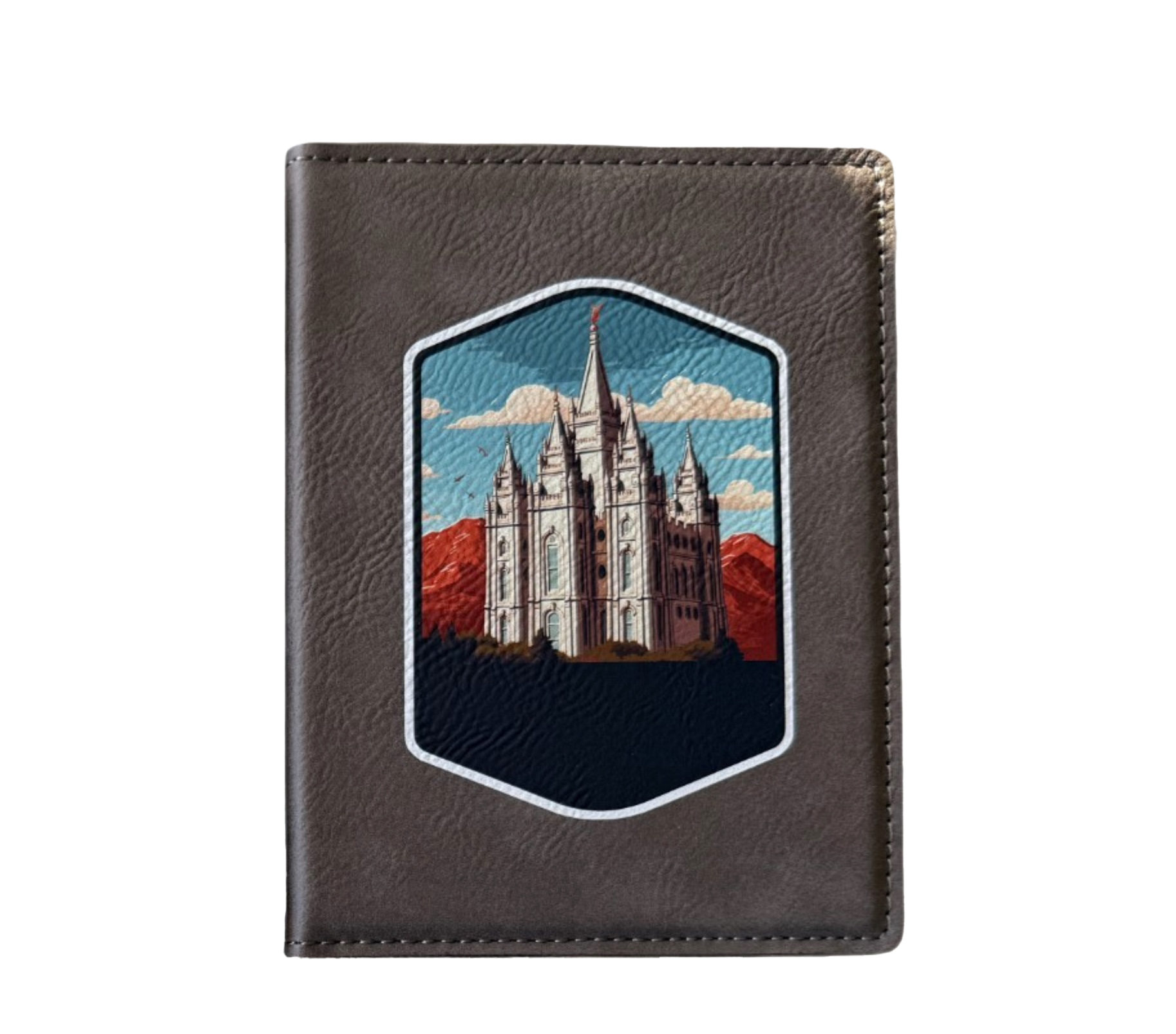 Salt Lake Temple with Mountains Leather Recommend Holder, , large image number 0