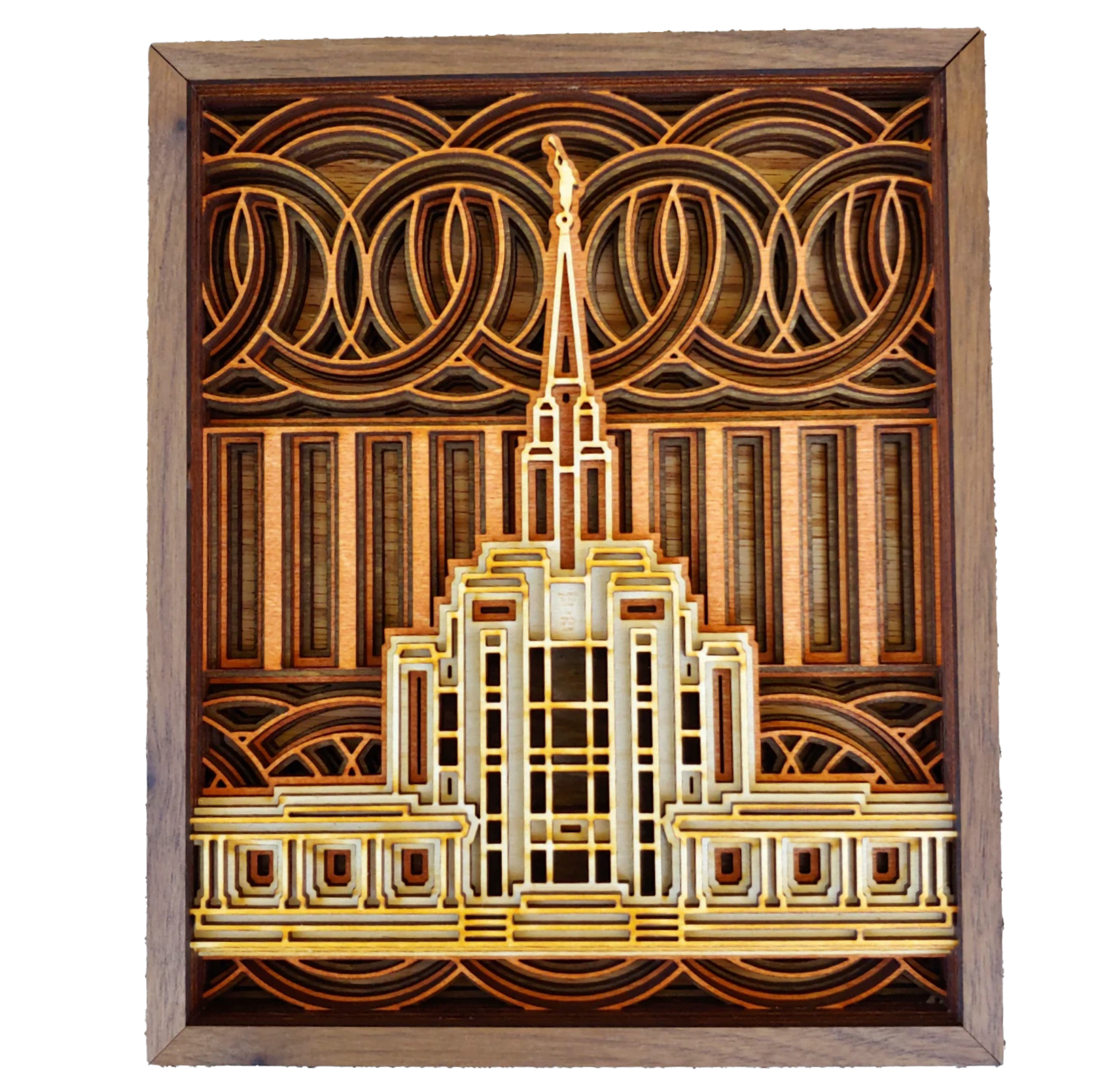 Oquirrh Mountain Utah Temple Layered Wood Plaque
